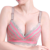 Sexy Breathable Soft Wireless Seamfree Plunge Striped Gather Bras