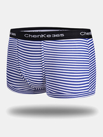 Sexy Breathable Striped Cotton Black Belt U Convex Boxer Underwear for Men