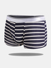 Sexy Breathable Striped Cotton Silver Belt U Convex Boxer Underwear for Men