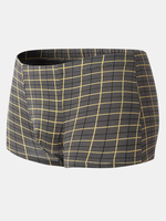 Sexy Checked U Convex Mid Waist Cotton Boxer Underwear for Men