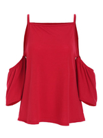 Sexy Cold Shoulder Cami Solid Color Blouse For Women