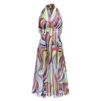 Sexy Colorful Deep Plunge Push Up Halter Three Pieces Bikinis For Women