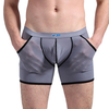 Sexy Compression Underwear Pockets Nylon Low Waist Breathable Long Boxers Briefs for Men