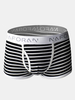 Sexy Cotton Striped U Convex Breathable Boxer Underwear for Men
