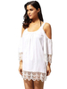 Sexy Crochet Lace Patchwork Cold Shoulder O-neck Mini Dress For Women