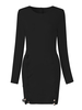 Sexy Cross Strap Bodycon Long Sleeve O-neck Women Dress