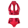 Sexy Dark V Front Button Light Clubwear PU Backless Nightwear Sets For Women