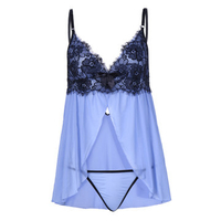 Sexy Deep Plunge Eyelash Lace Bowknot Fron Open Babydoll For Women