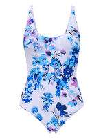 Sexy Deep Plunge Floral Printing Criss-cross Back One Piece Swimwear