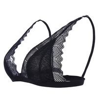 Sexy Deep Plunge Lace Hollow Out Ultrathin Wireless Adjustable Bralettes Underwear