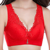 Sexy Deep Plunge Wireless Lace-trim Gather Vest Bra