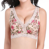 Sexy Deep V Floral Printing Bra Cozy No Rims Gathered Breathable Vest Bras