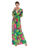 Sexy Deep V-neck Printed Bohemian Maxi Dress For Women