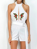 Sexy Embroidered Hollow Halter Backless Sleeveless Jumpsuit For Women