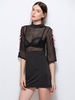 Sexy Embroidered Mesh Patchwork See-through Mini Dress For Women