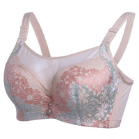 Sexy Embroidery Breathable Push Up Bras Gather Underwire Thin Bra