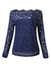 Sexy Fashion Women Strapless Collar Long Sleeved Slim Lace Top