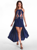 Sexy Floral Hollow Backless Split Halter Maxi Dress For Women
