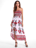 Sexy Floral Print Strapless Irregular Hem Dress For Women