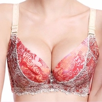 Sexy Floral Printed Gather Adjustable Underwire Push Up Breathable Thin Bras