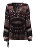 Sexy Floral Printed V-Neck Long Sleeve Tops For Women