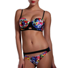 Sexy Floral Printed Wireless Keyhole Push Up Bikini Bathing Suits