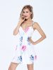 Sexy Floral Strap Printed Backless Women V Neck Mini Dress