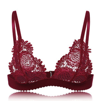 Sexy Flower Lace Breathable Hollow Out Unlined Bralettes