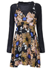 Sexy Flower Printed Long Sleeve Tops Strap Two-Piece Mini Dress For Women