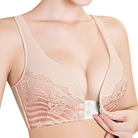 Sexy Front Button Soft Cotton Wireless Breathable Embroidered Nursing Bras