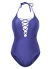 Sexy Front Crisscross Backless Monokinis Flower Bathing Suits Stretchy Swimwear