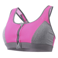 Sexy Front Zipper Shockproof Sports Bras Color Block Soft Running Bra
