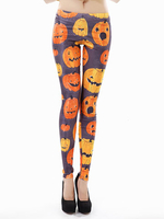 Sexy Halloween Pumpkins Printed Slim Stretch Skinny Leggings For Women