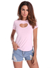 Sexy Heart Shape Hollow Short Sleeve O-neck T-shirt For Women