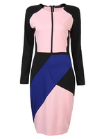 Sexy Hit Color Stitching Package Hip Dress For Office Women