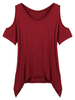 Sexy Hole Shoulder Solid Soft Loose Stretch Clubwear Women T-Shirt