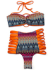Sexy Hollow Out Halter High Waist Printed Wireless Bikini