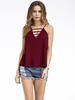 Sexy Hollow Pure Color V-neck Cami Tank Tops For Women