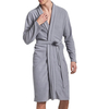 Sexy Home Solid Color Long Sleeves Knee Length Robe for Men
