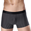 Sexy Ice Silk Mid Waist Breathable Striped Black Belt U Convex Boxer Underwear for Men