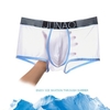 Sexy Ice Silk Patchwork Thin U Convex Semless Breathable Transparent Boxers Underewear for Men