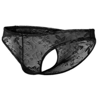 Sexy Lace Breathable Transparent Embroider Bikini Briefs Underwear for Men