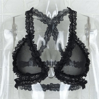 Sexy Lace Deep Plunge Criss-cross Back Temptation Unlined Bralettes