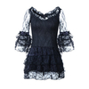 Sexy Lace Embroidery Back Zipper Corset Dress Elastic Transparent Dress For Women