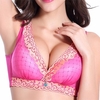 Sexy Lace Hem Low Cut Wireless Gather Thick Cup Bras