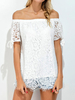 Sexy Lace Off-shoulder Tie Short Sleeve Blouse For Women