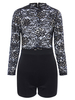Sexy Lace Patchwork Long Sleeve Package Hip Jumpsuits For Women