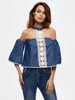 Sexy Lace Patchwork Off-shoulder Halter Hollow Women Blouses