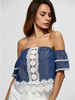 Sexy Lace Patchwork Off-shoulder Hollow Women Blouses