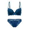 Sexy Lace Printed Hollow Out Gather Bow Push Up Underwire Bra Sets